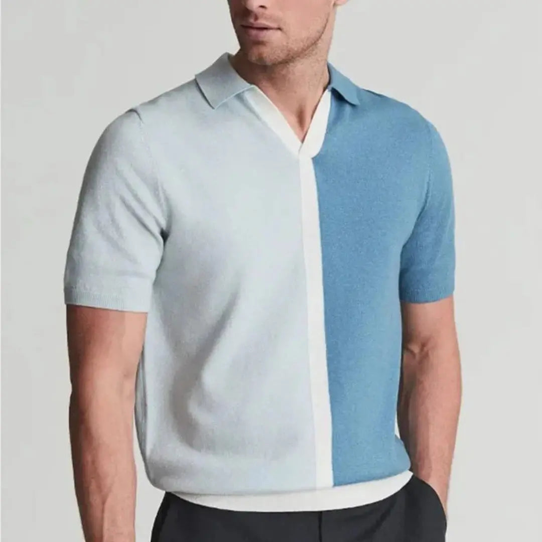 Matthew Two-Tone Contrast Knit Polo Shirt Artisio