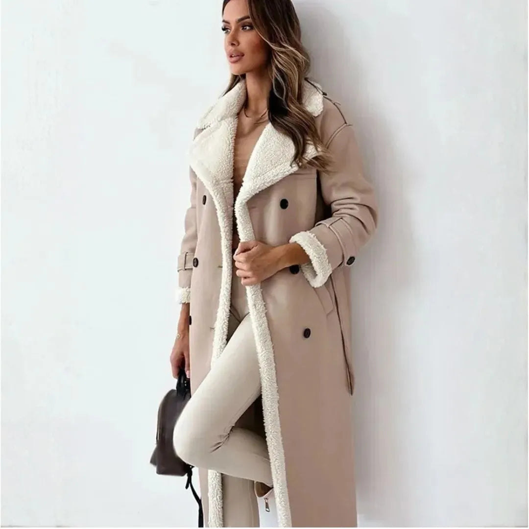 Maureen Double-Breasted Faux Shearling Coat Artisio