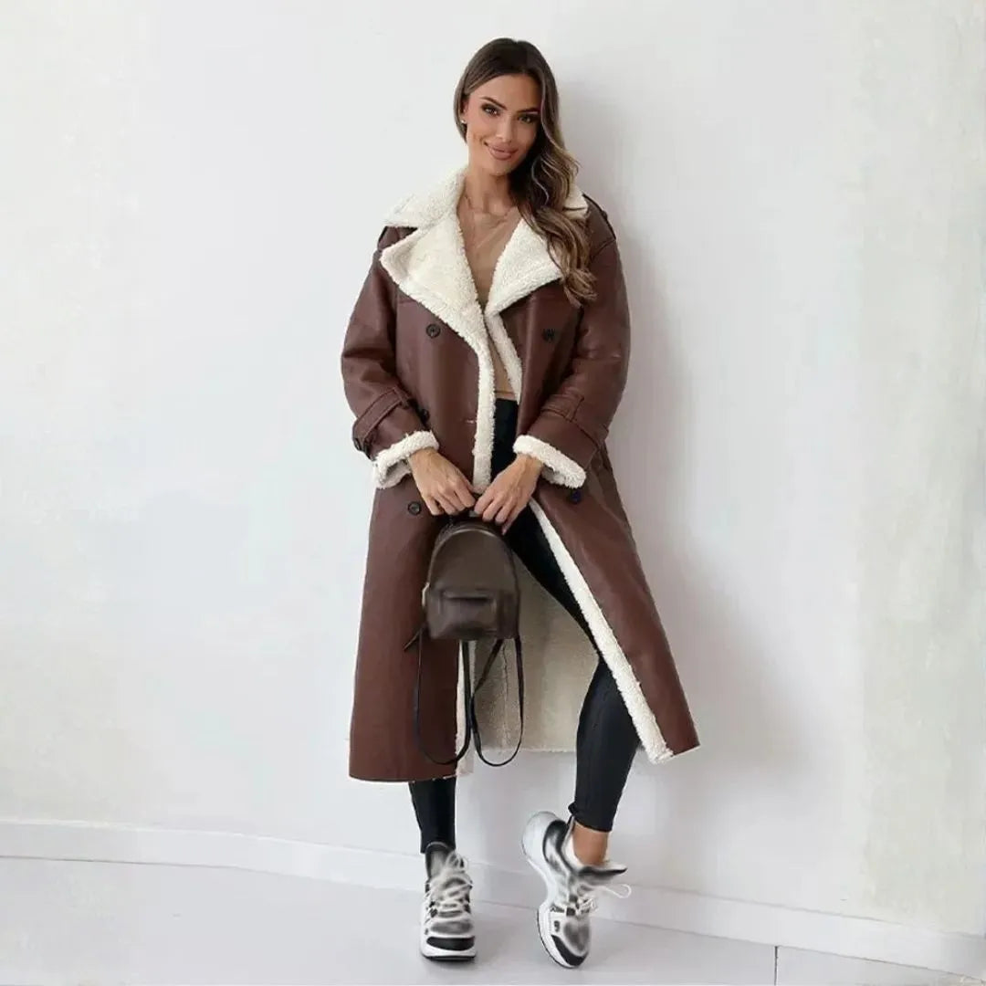 Maureen Double-Breasted Faux Shearling Coat Artisio