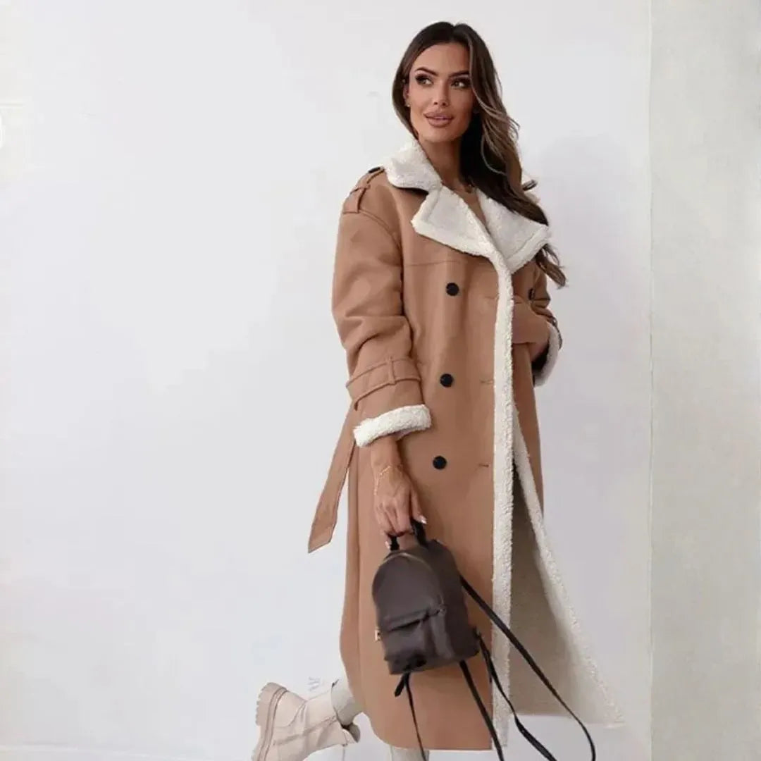 Maureen Double-Breasted Faux Shearling Coat Artisio