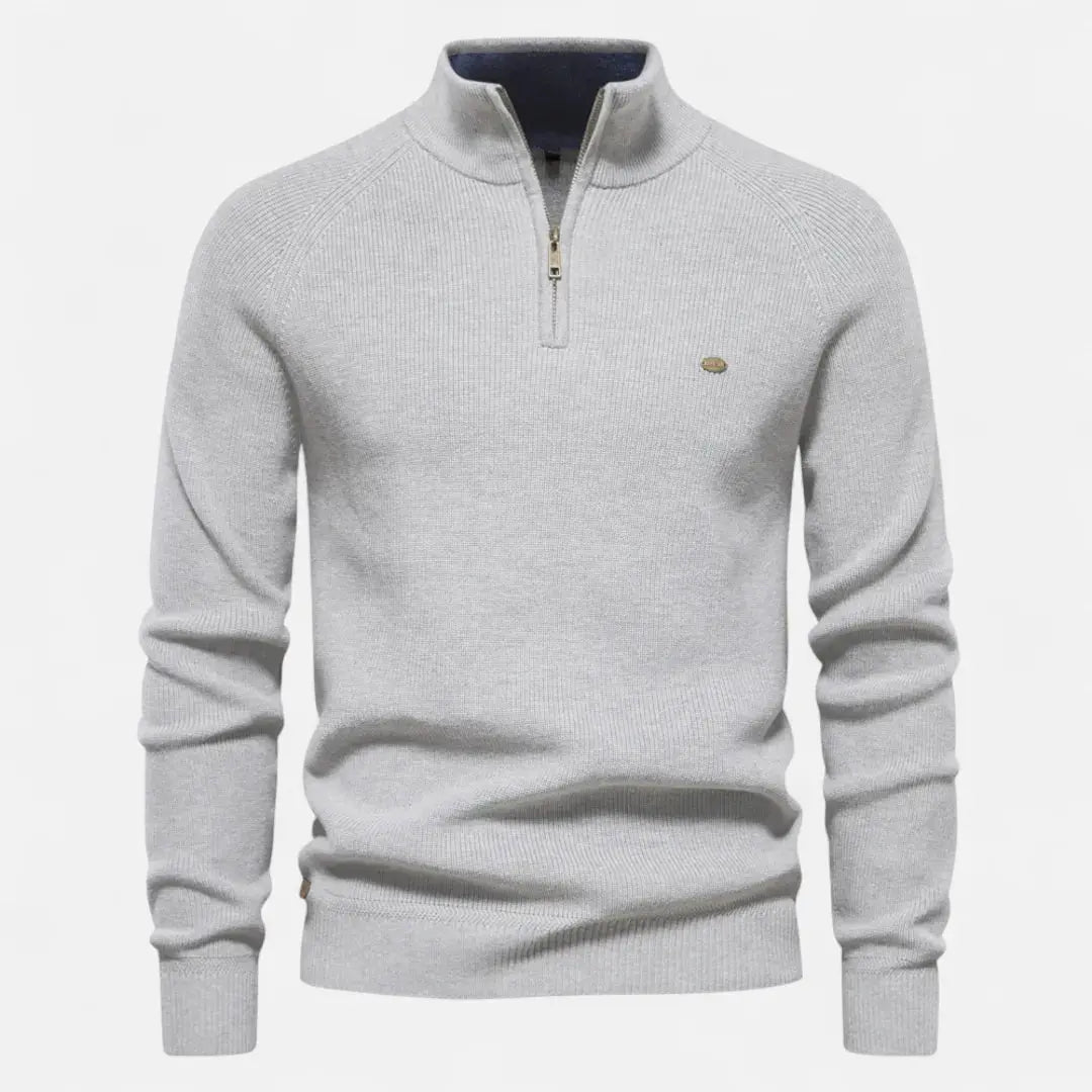 Men’s Half-Zip Cotton Knit Sweater Artisio