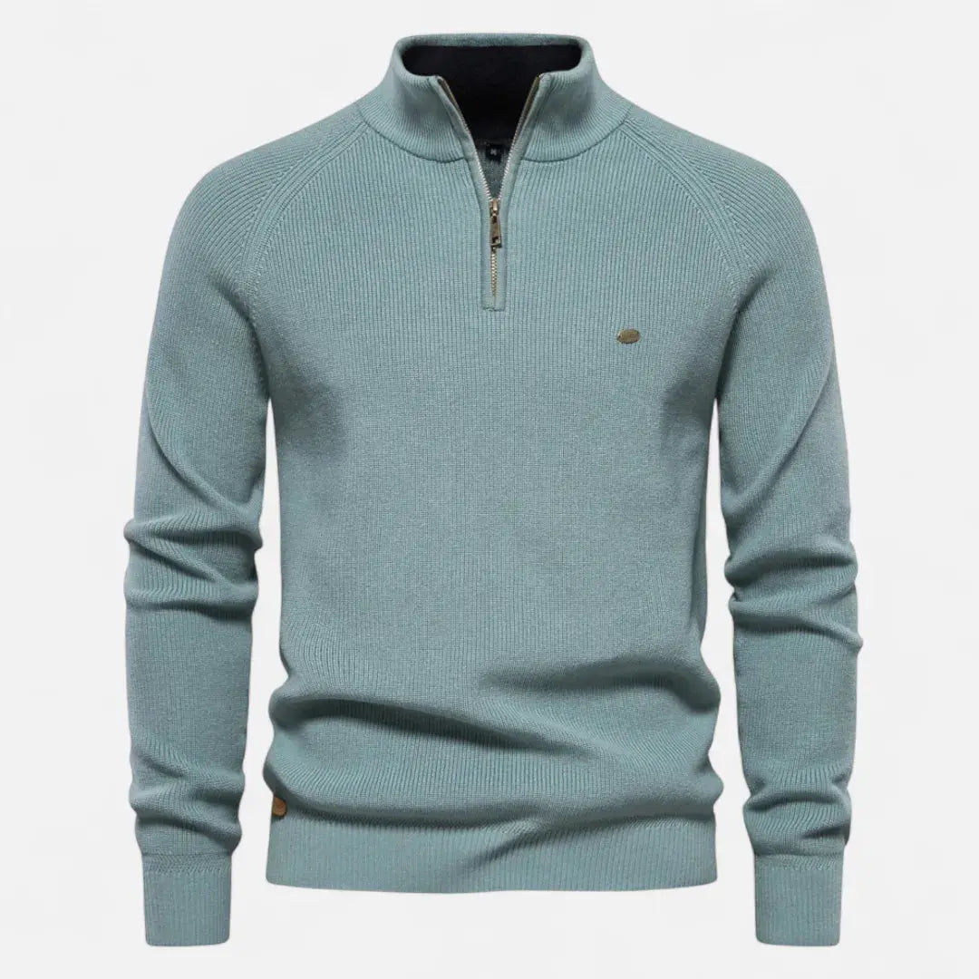 Men’s Half-Zip Cotton Knit Sweater Artisio