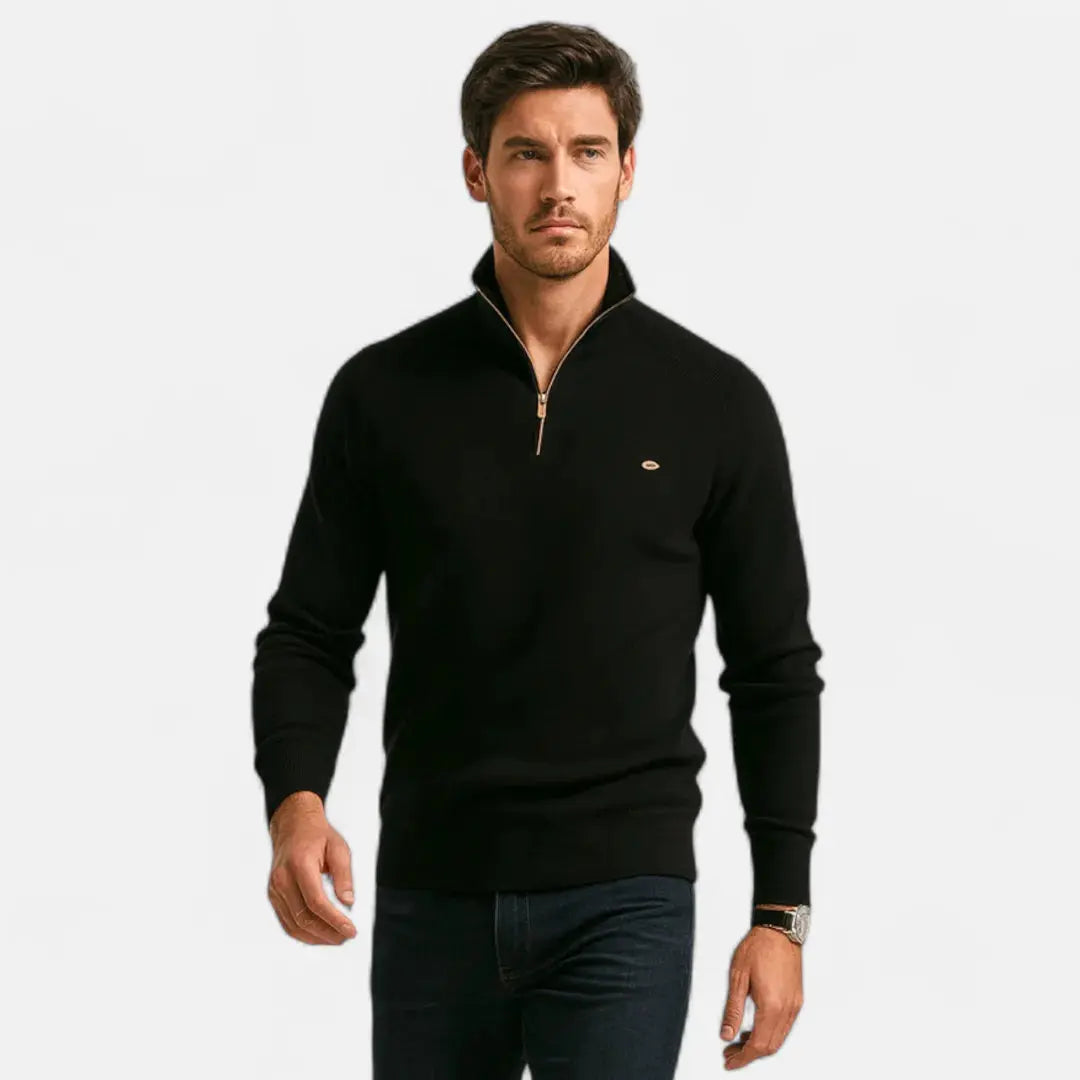Men’s Half-Zip Cotton Knit Sweater Artisio