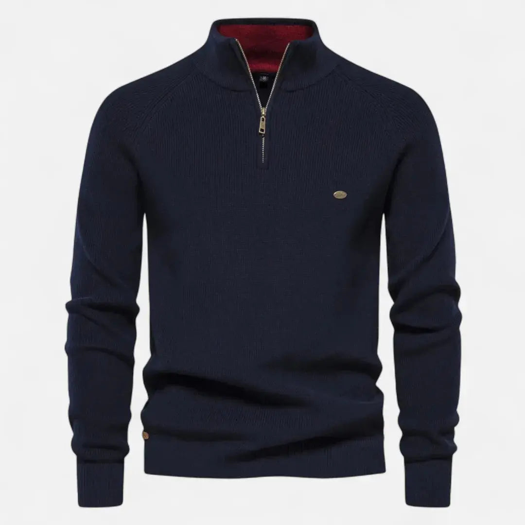 Men’s Half-Zip Cotton Knit Sweater Artisio