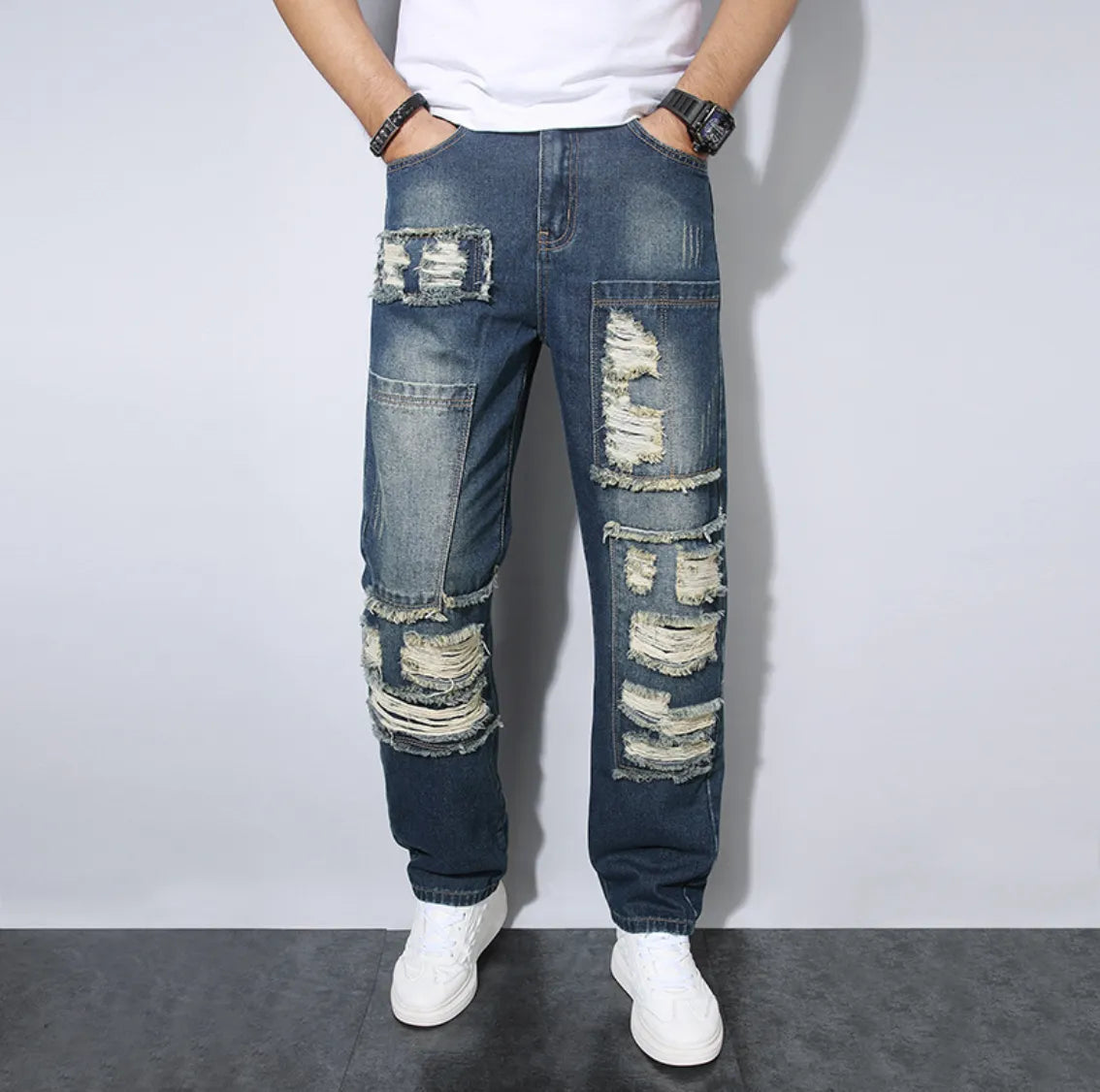Men's Loose-Fit Distressed Jeans Artisio