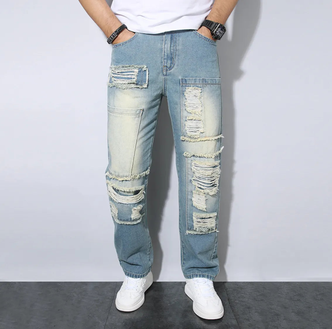 Men's Loose-Fit Distressed Jeans Artisio