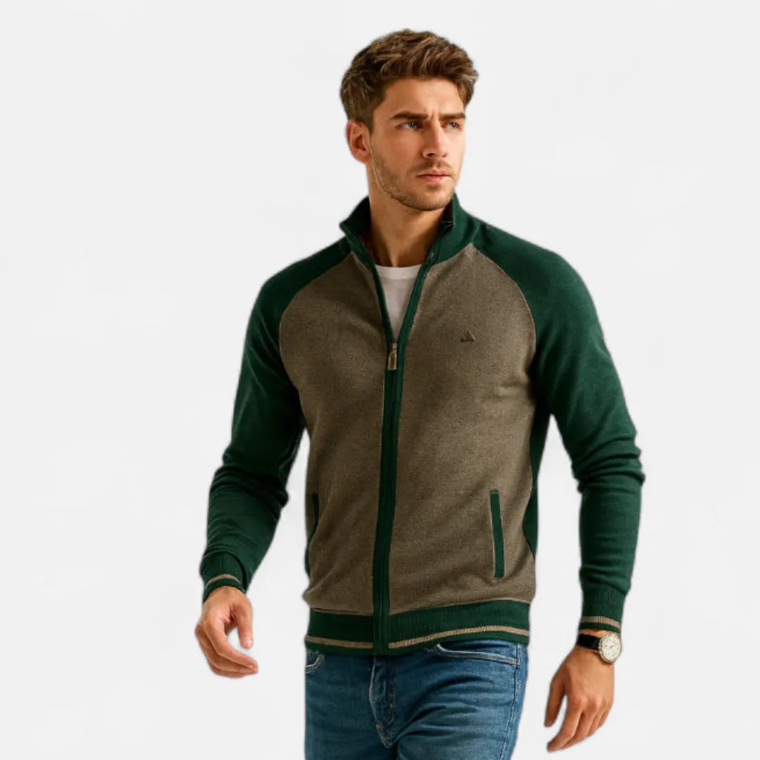 Men’s Raglan Sleeve Zip-Up Knit Jacket Artisio