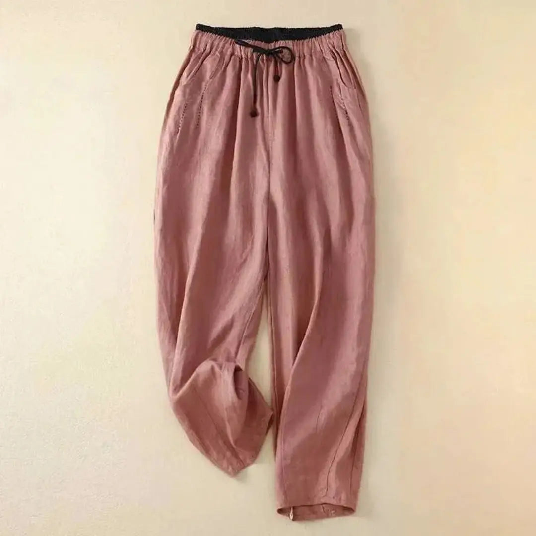 Michelle Colorblock Waist Linen Pants Artisio