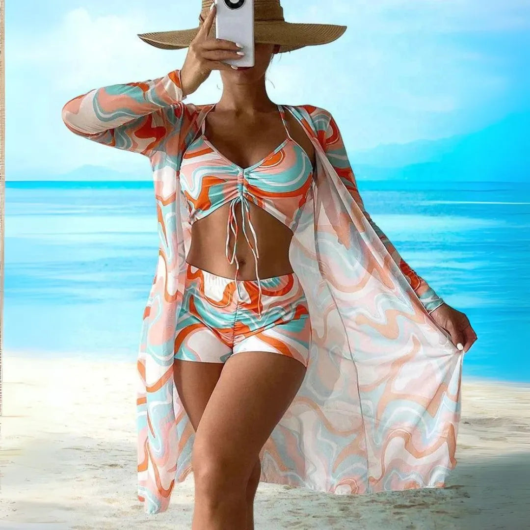 Mika Stylish Print 3-Piece Bikini Set Artisio