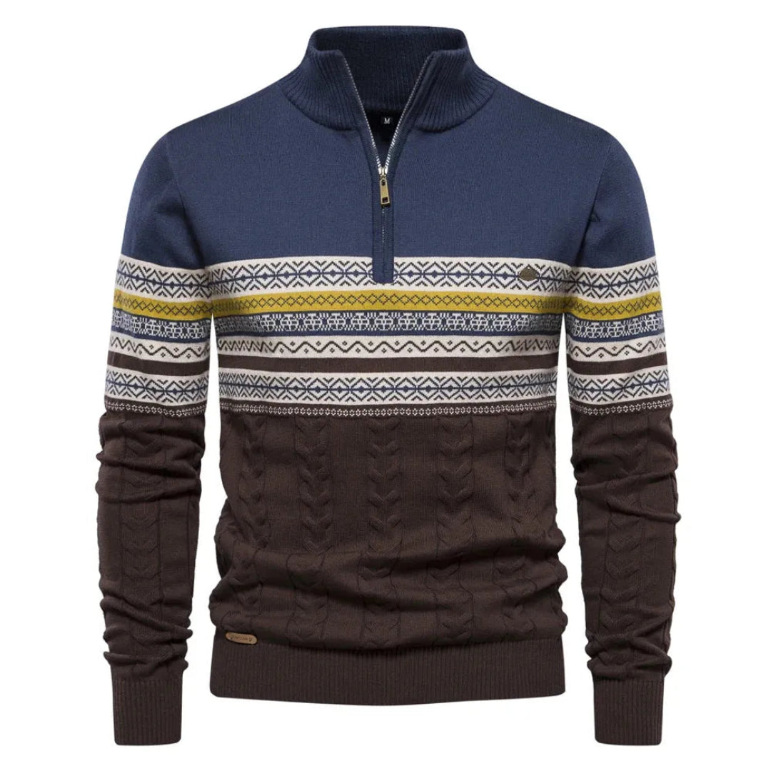Myles Striped Quarter-Zip Sweater Artisio