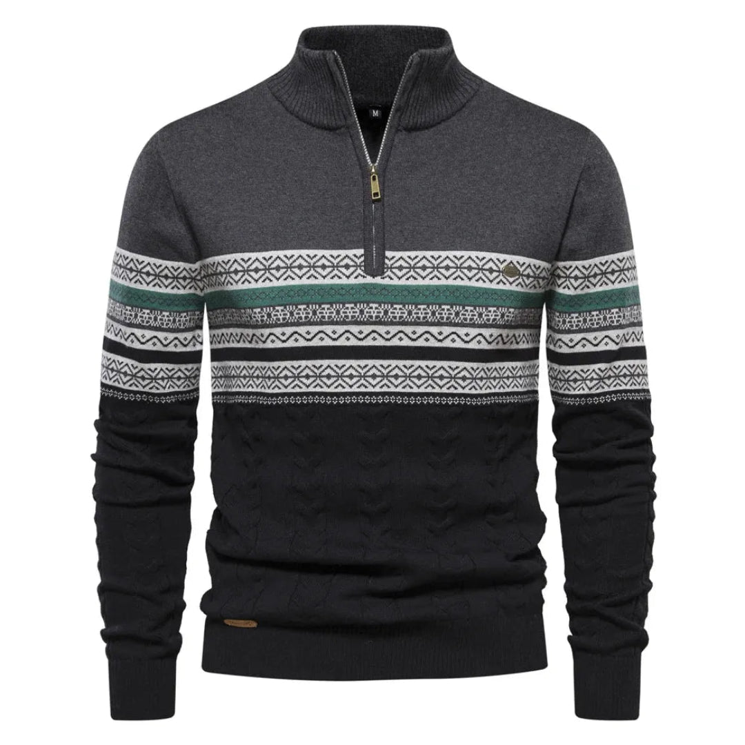 Myles Striped Quarter-Zip Sweater Artisio