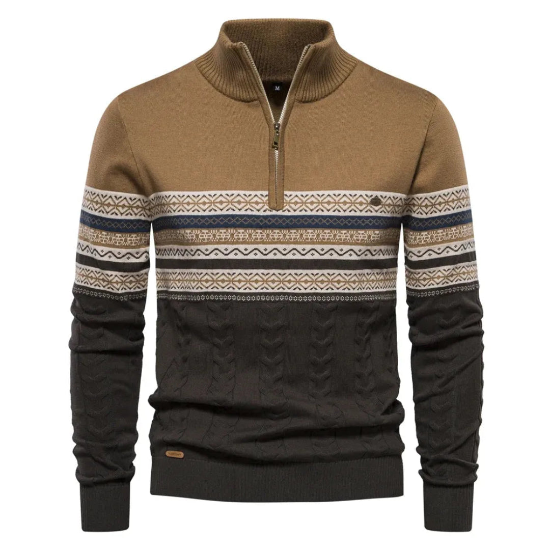 Myles Striped Quarter-Zip Sweater Artisio