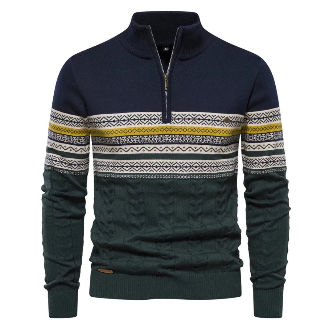 Myles Striped Quarter-Zip Sweater Artisio