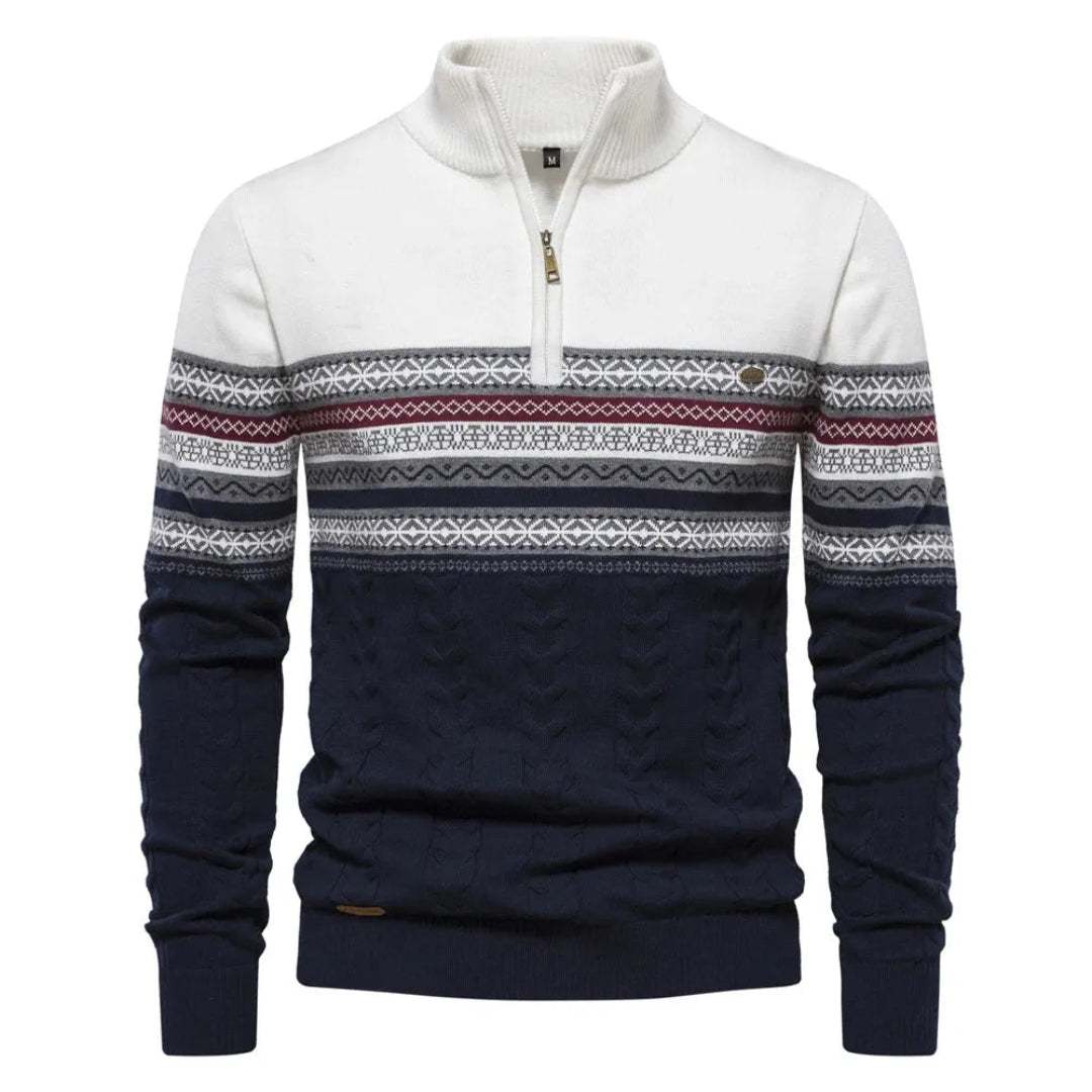 Myles Striped Quarter-Zip Sweater Artisio