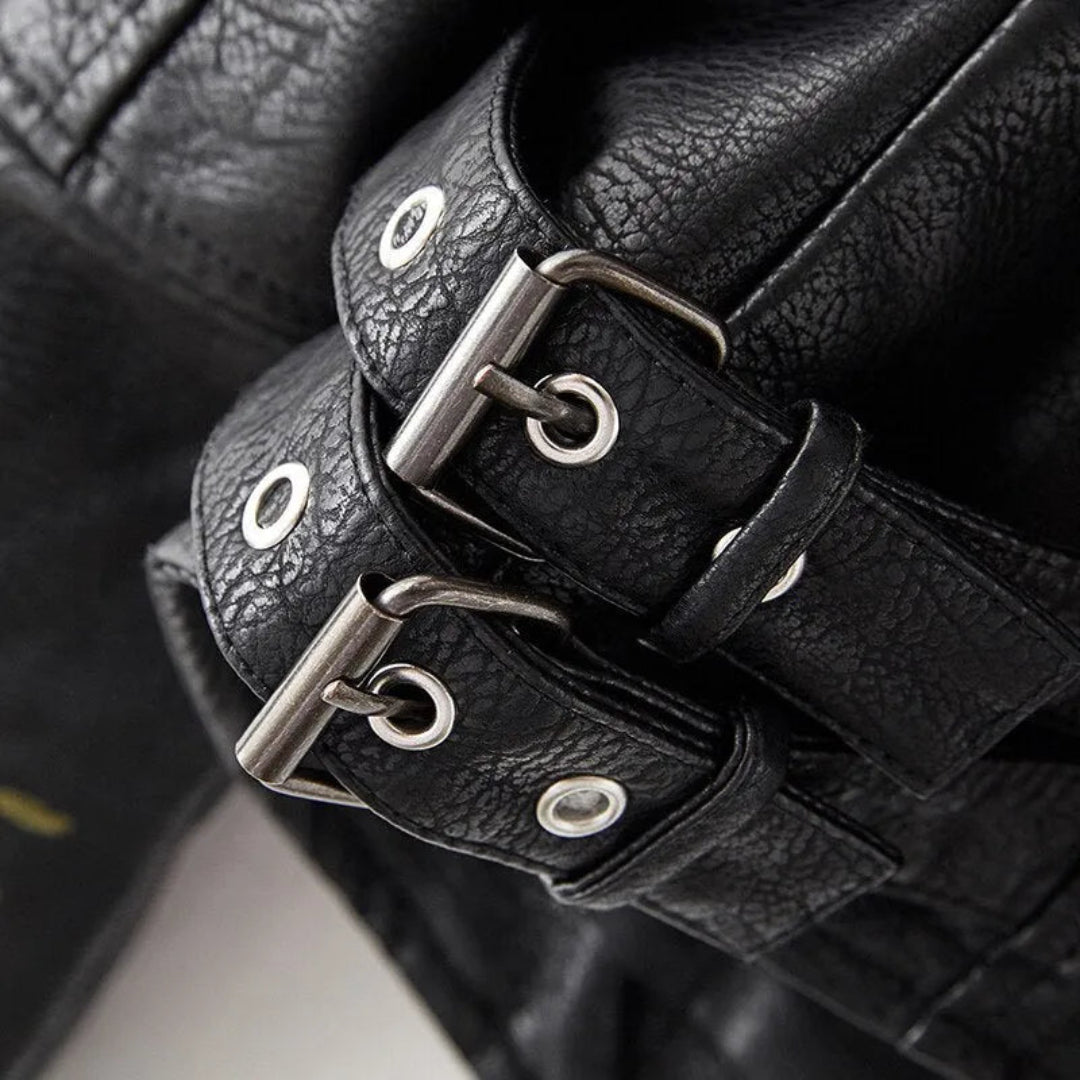 Penelope Embroidered Faux Leather Jacket Artisio