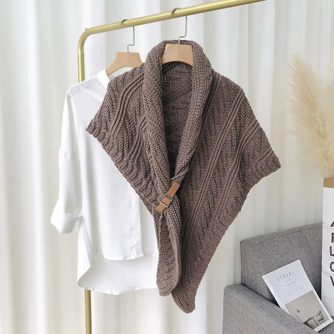 Petra Buckle Cable Knit Shawl Artisio