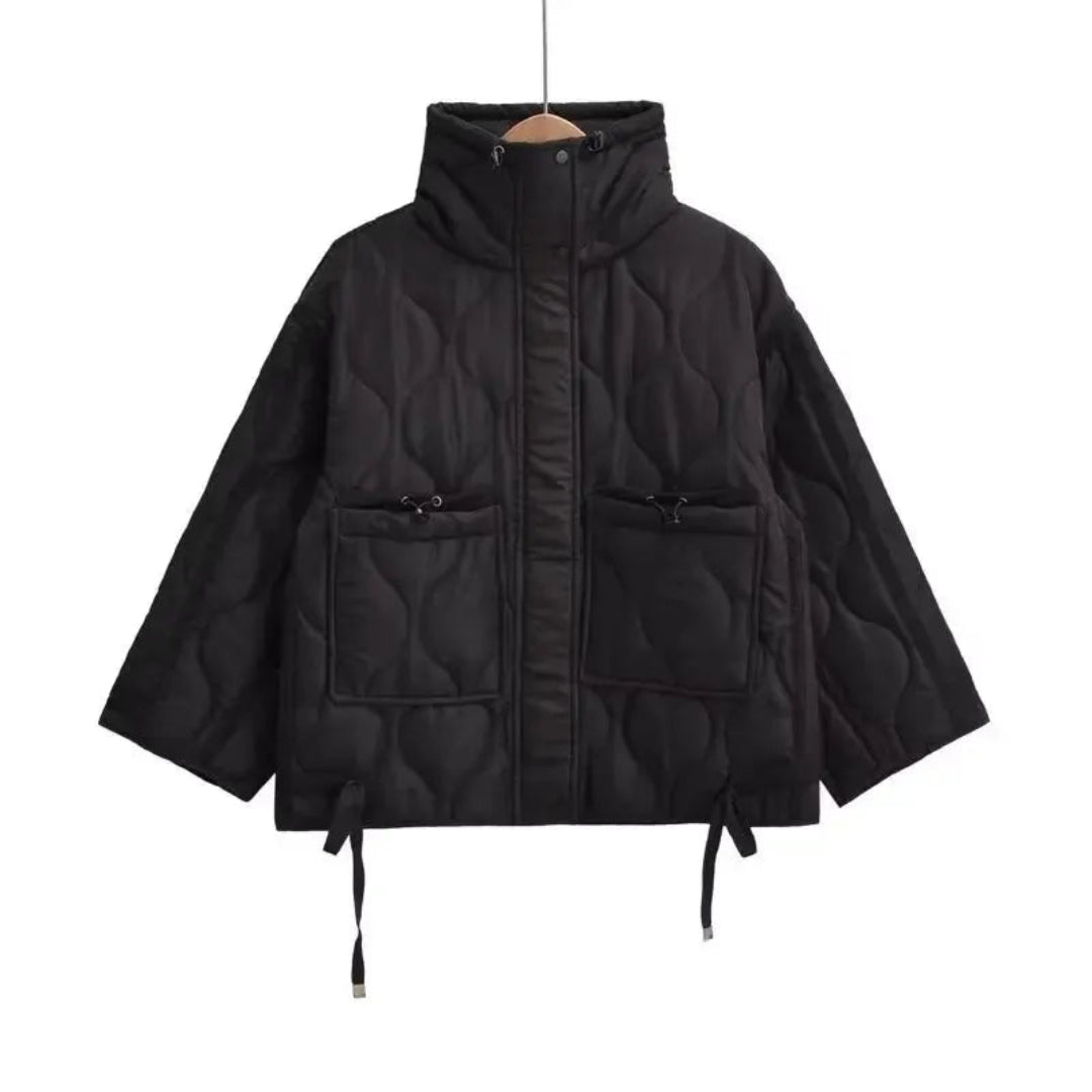 Raven Quilted Stand Collar Puffer Jacket Artisio