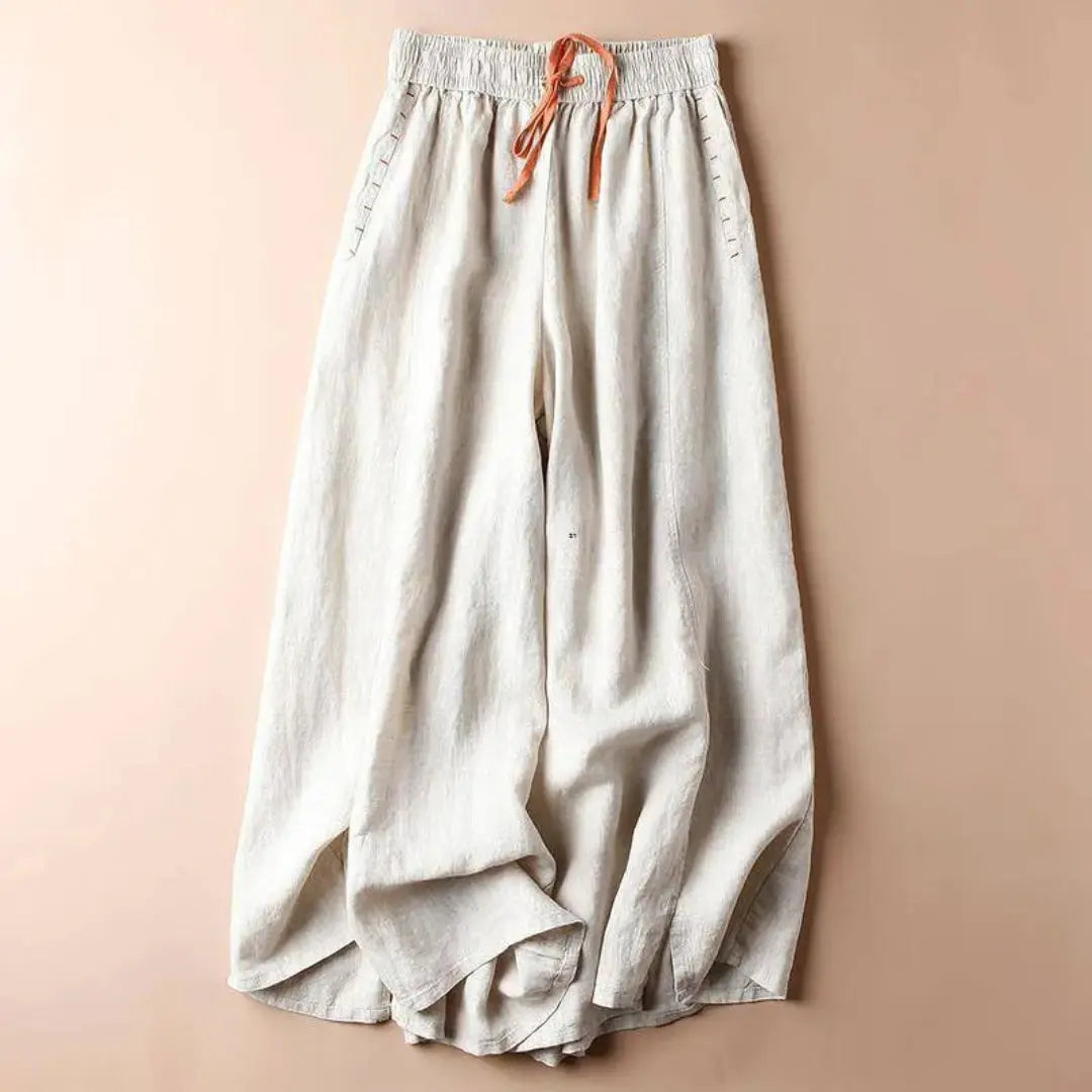 Rica Drawstring Wide-Leg Linen Pants Artisio