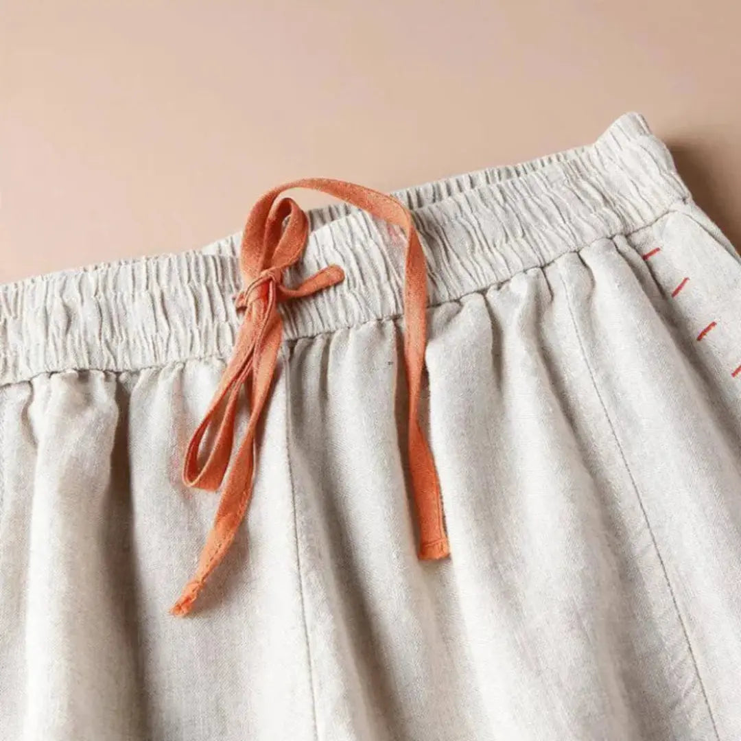 Rica Drawstring Wide-Leg Linen Pants Artisio