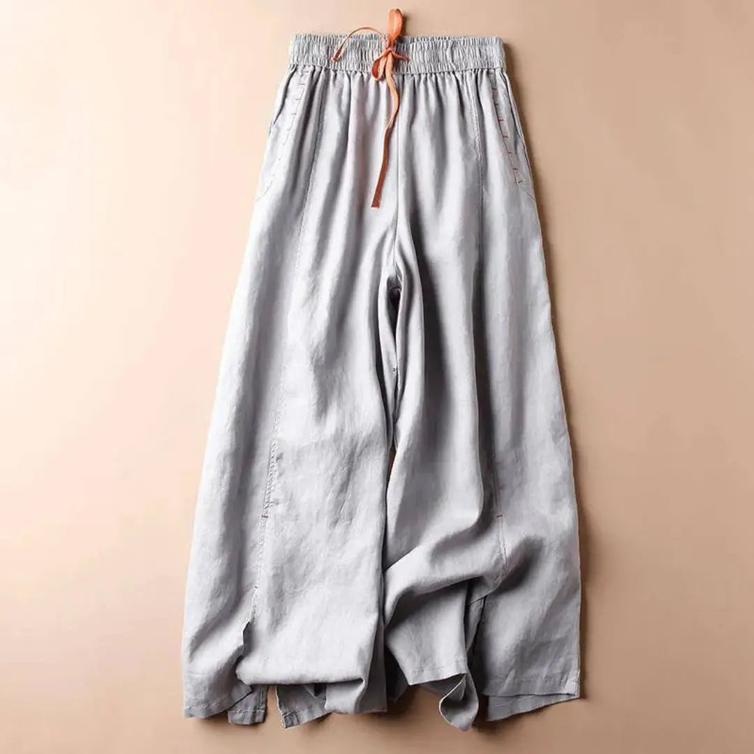 Rica Drawstring Wide-Leg Linen Pants Artisio