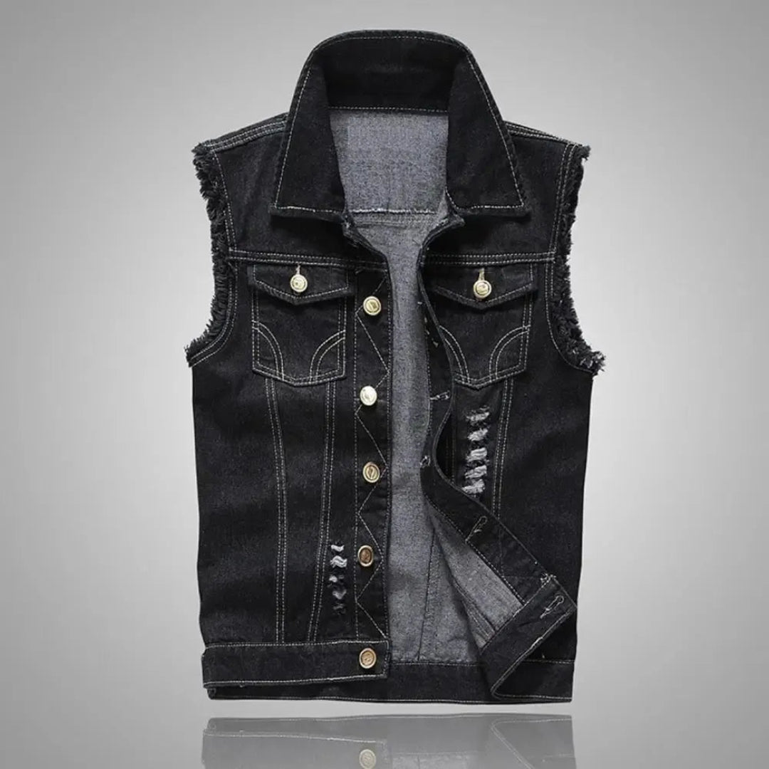 Roa Distressed Denim Vest Artisio