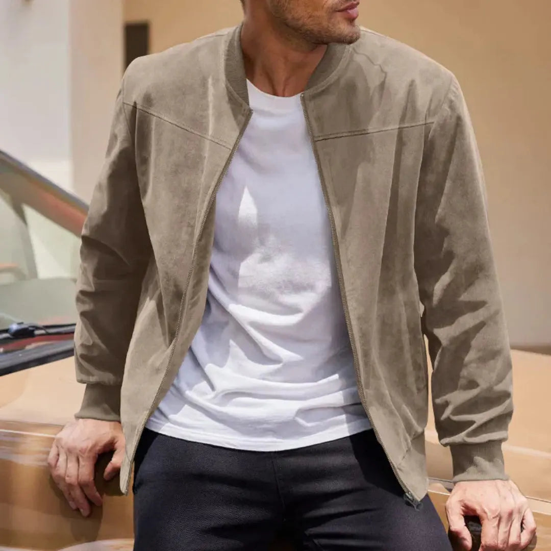 Salva Suede-Like Bomber Jacket Artisio