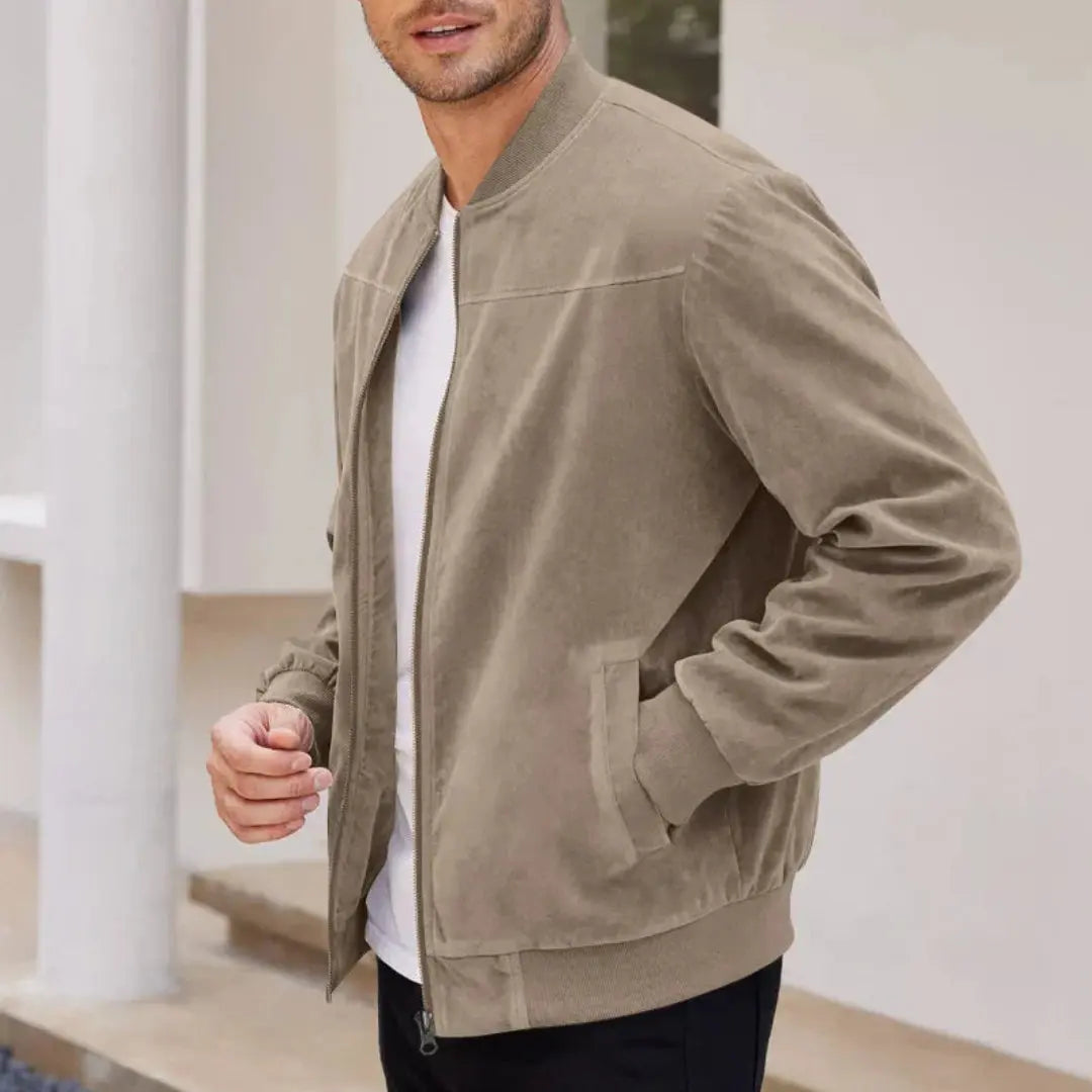 Salva Suede-Like Bomber Jacket Artisio