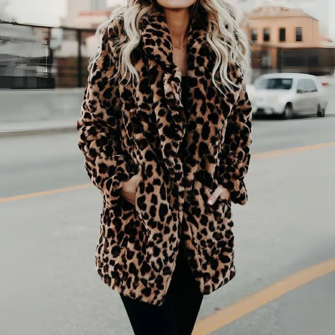 Sasha Leopard Print Faux Fur Coat Artisio