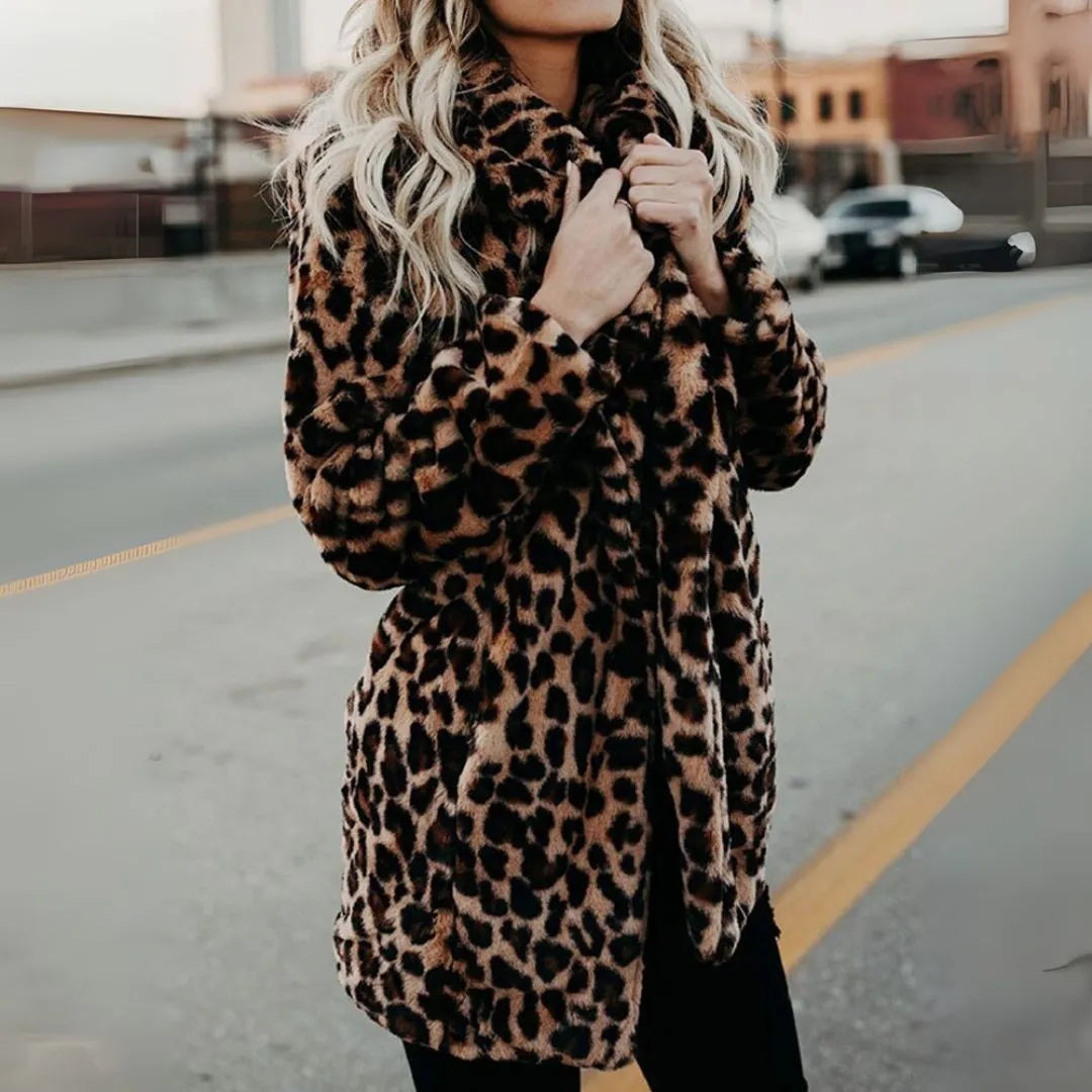Sasha Leopard Print Faux Fur Coat Artisio