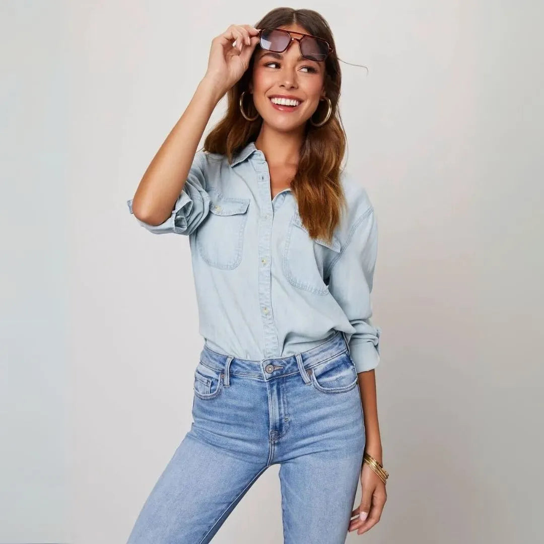Savannah Button-Up Denim Shirt Artisio