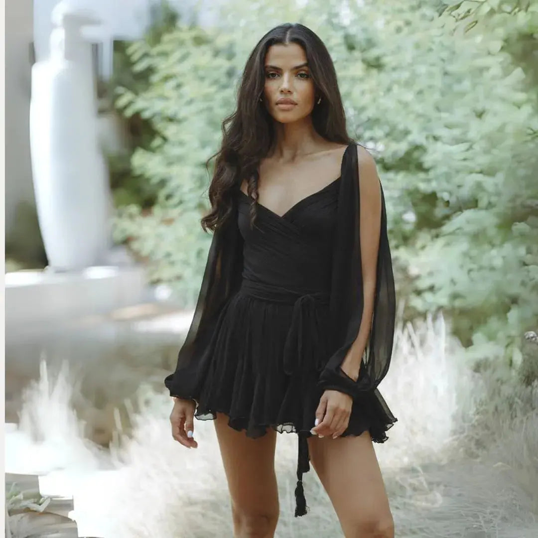 Seraphina V-Neck Wrap Romper Dress Artisio