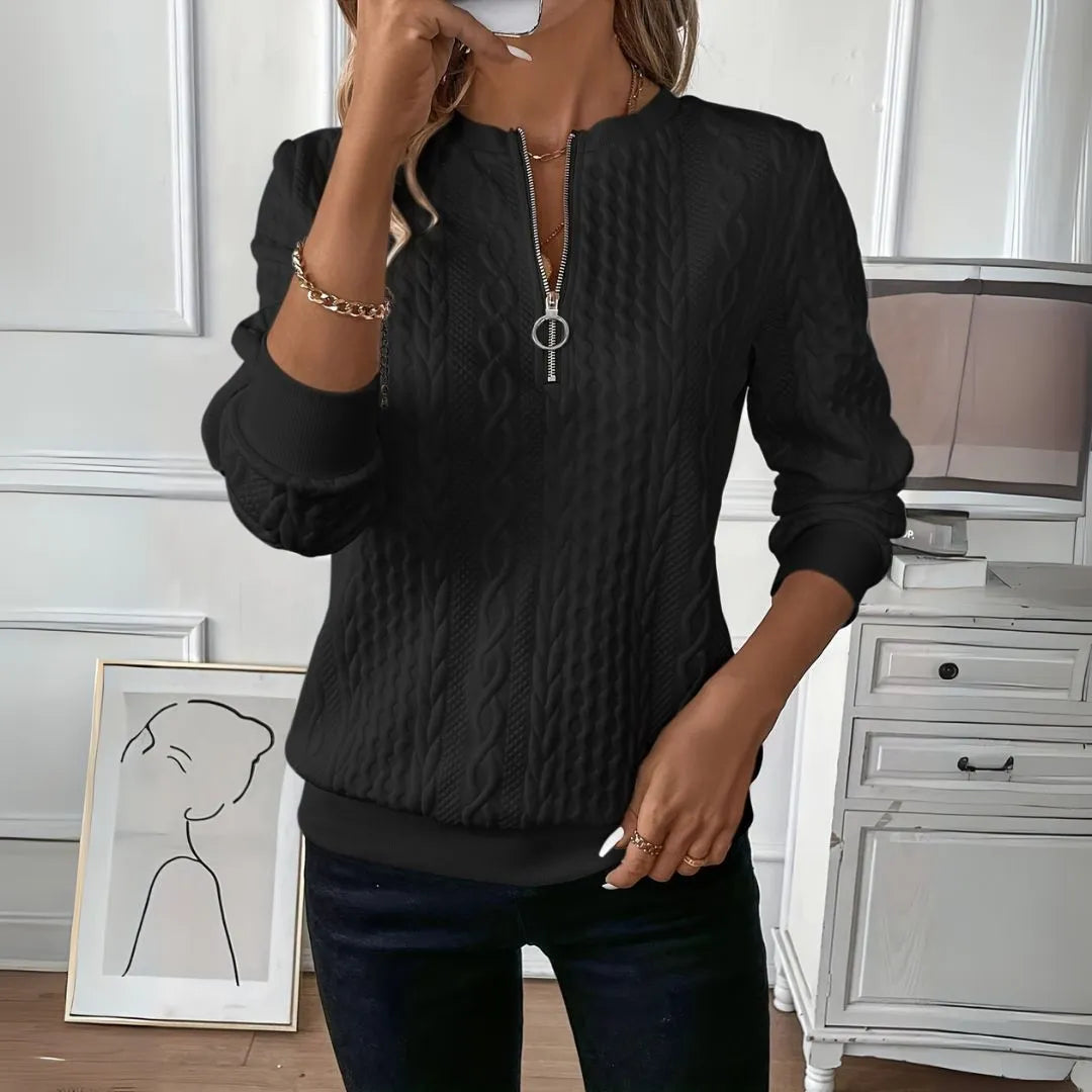 Serena Cable-Knit Quarter-Zip Pullover Artisio