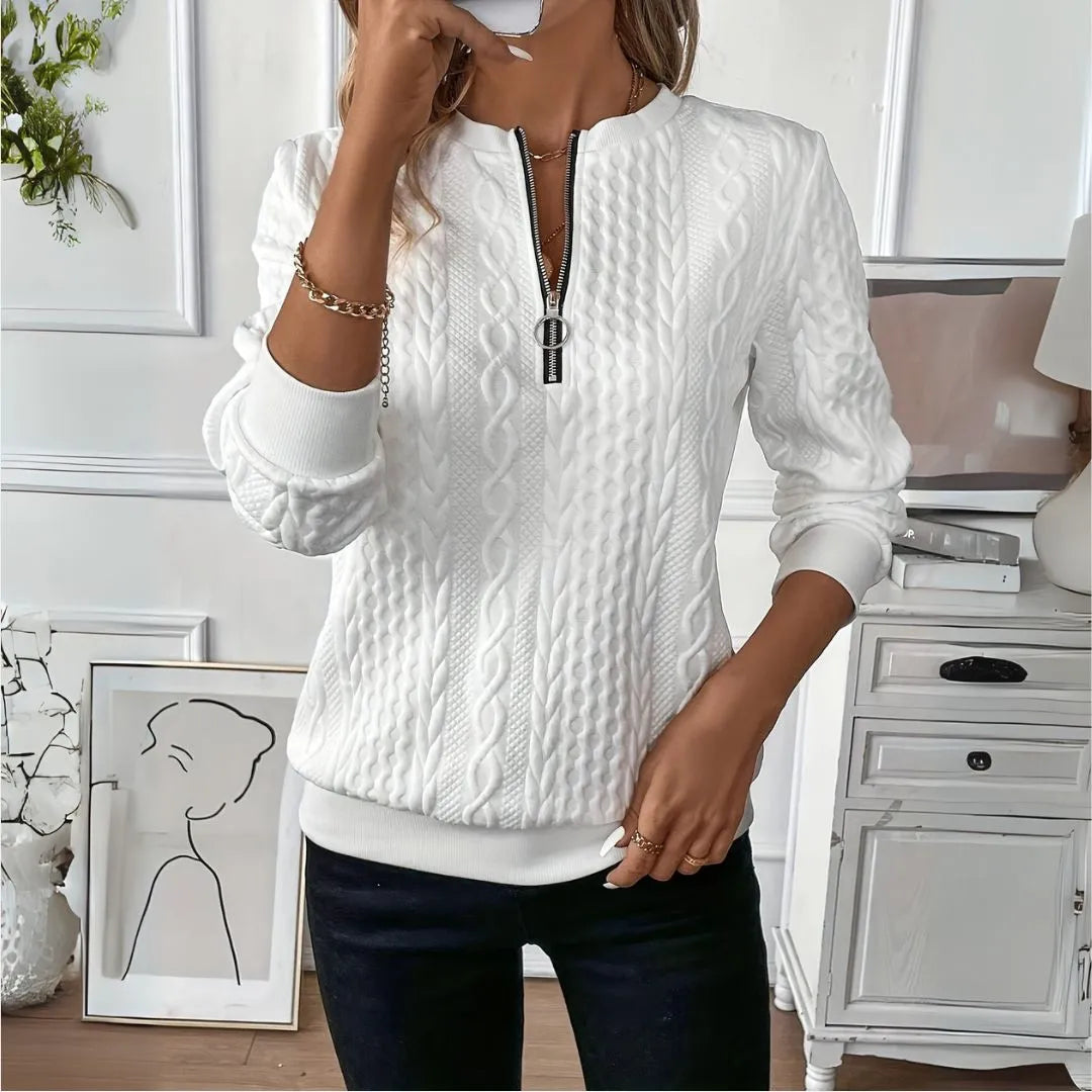 Serena Cable-Knit Quarter-Zip Pullover Artisio