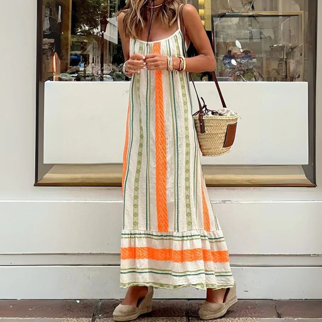 Sienna Striped Spaghetti Maxi Dress Artisio