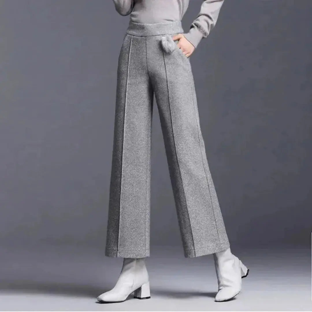 Sienna Wool Blend High-Waisted Wide-Leg Trousers Artisio