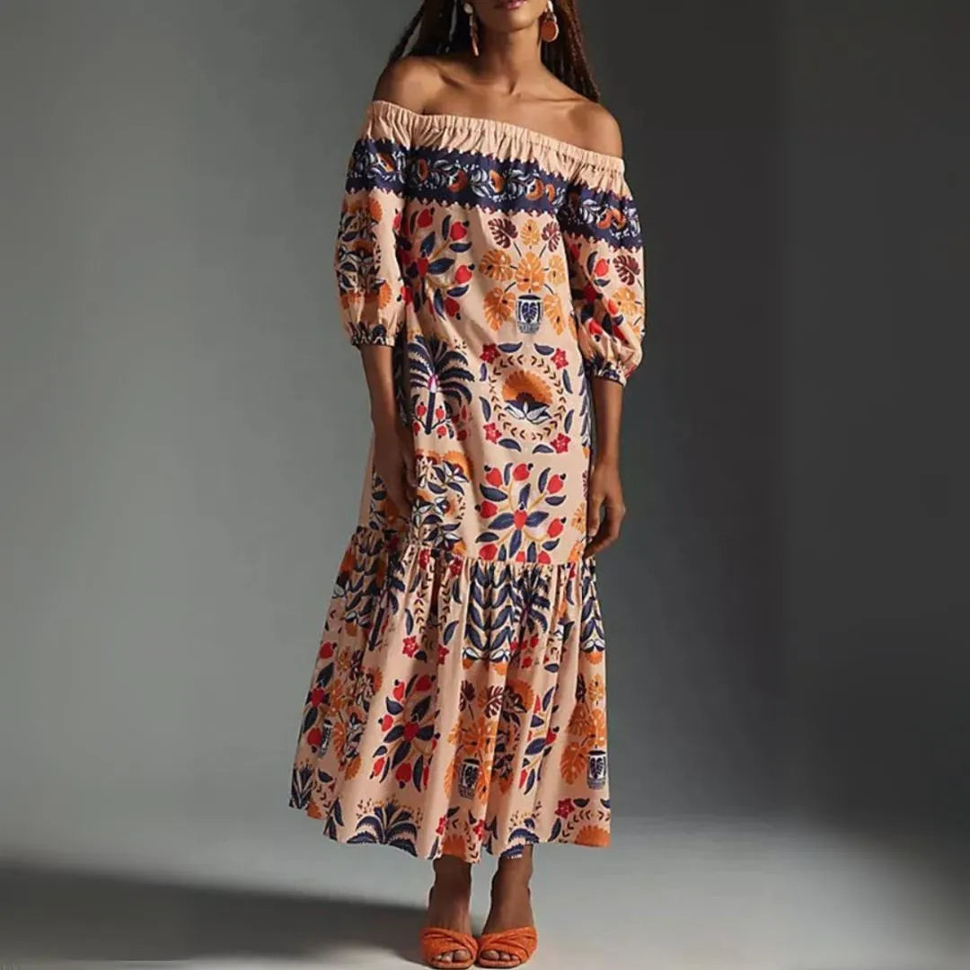 Solana Off-Shoulder Boho Maxi Dress Artisio