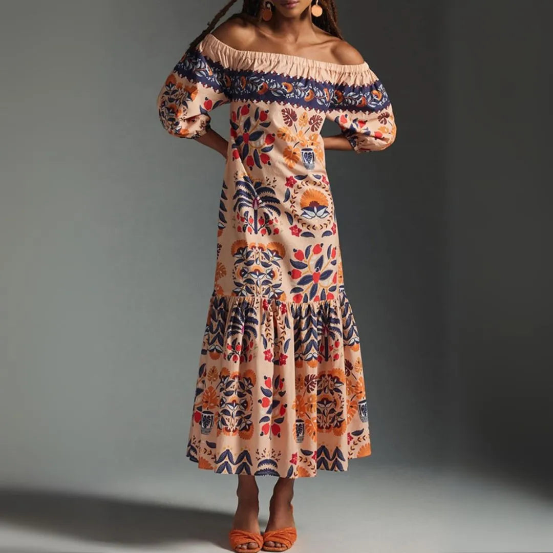 Solana Off-Shoulder Boho Maxi Dress Artisio