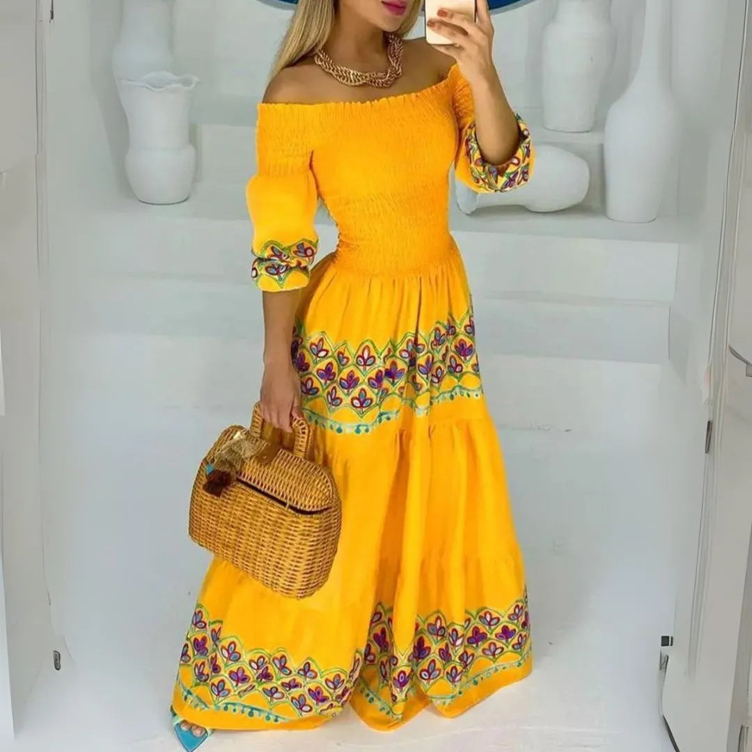 Solana Off-Shoulder Smocked Maxi Dress Artisio