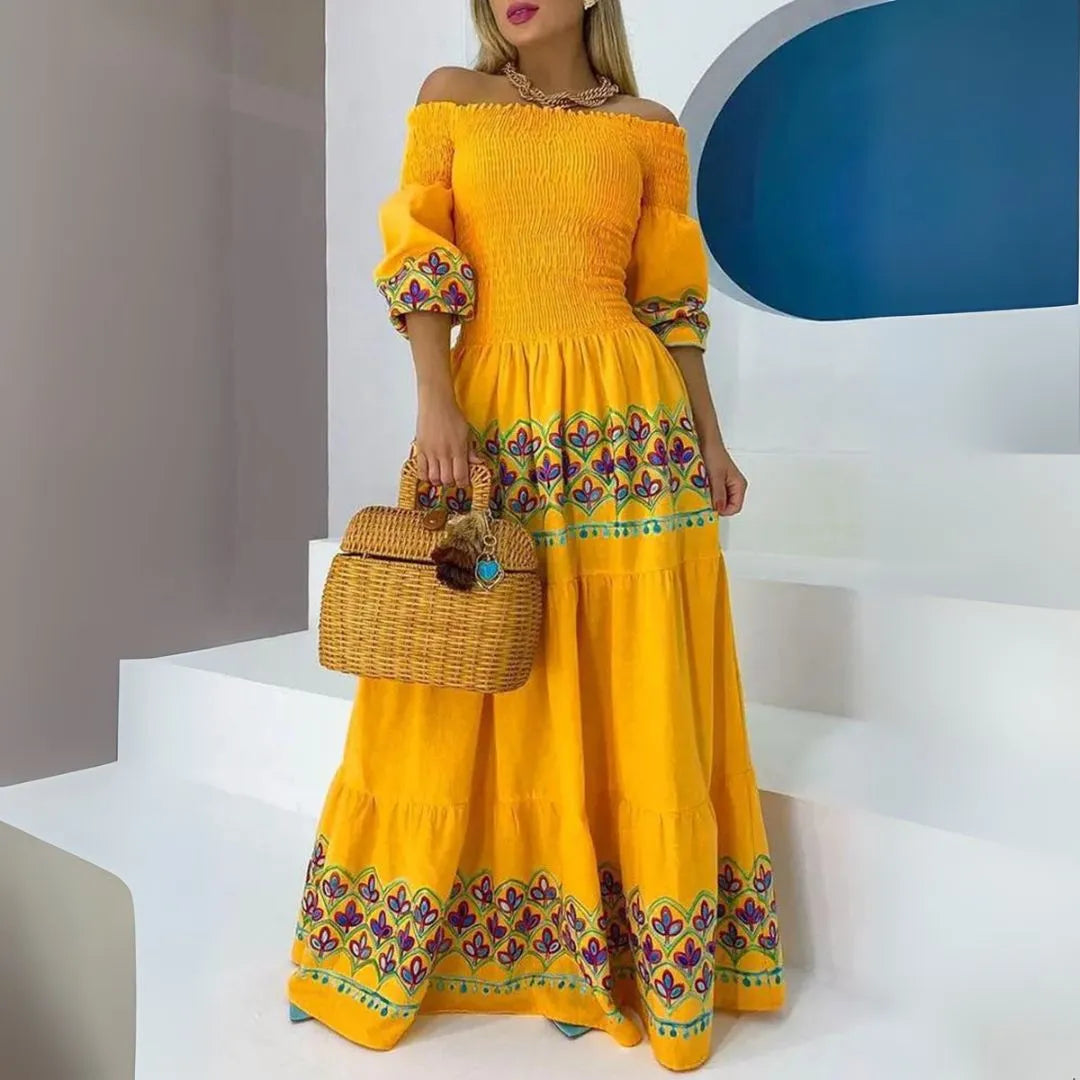 Solana Off-Shoulder Smocked Maxi Dress Artisio