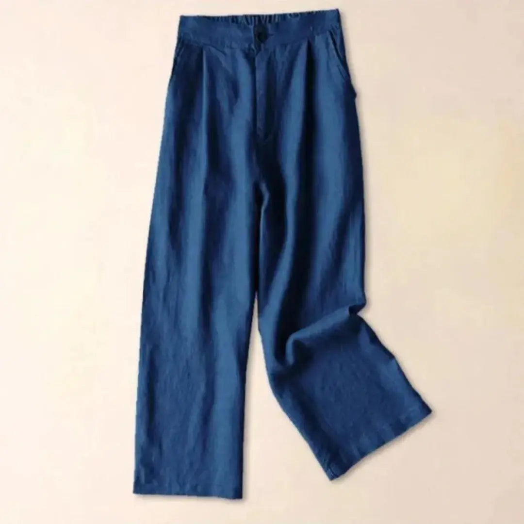 Terry Blend High Waist Wide Leg Linen Trousers Artisio
