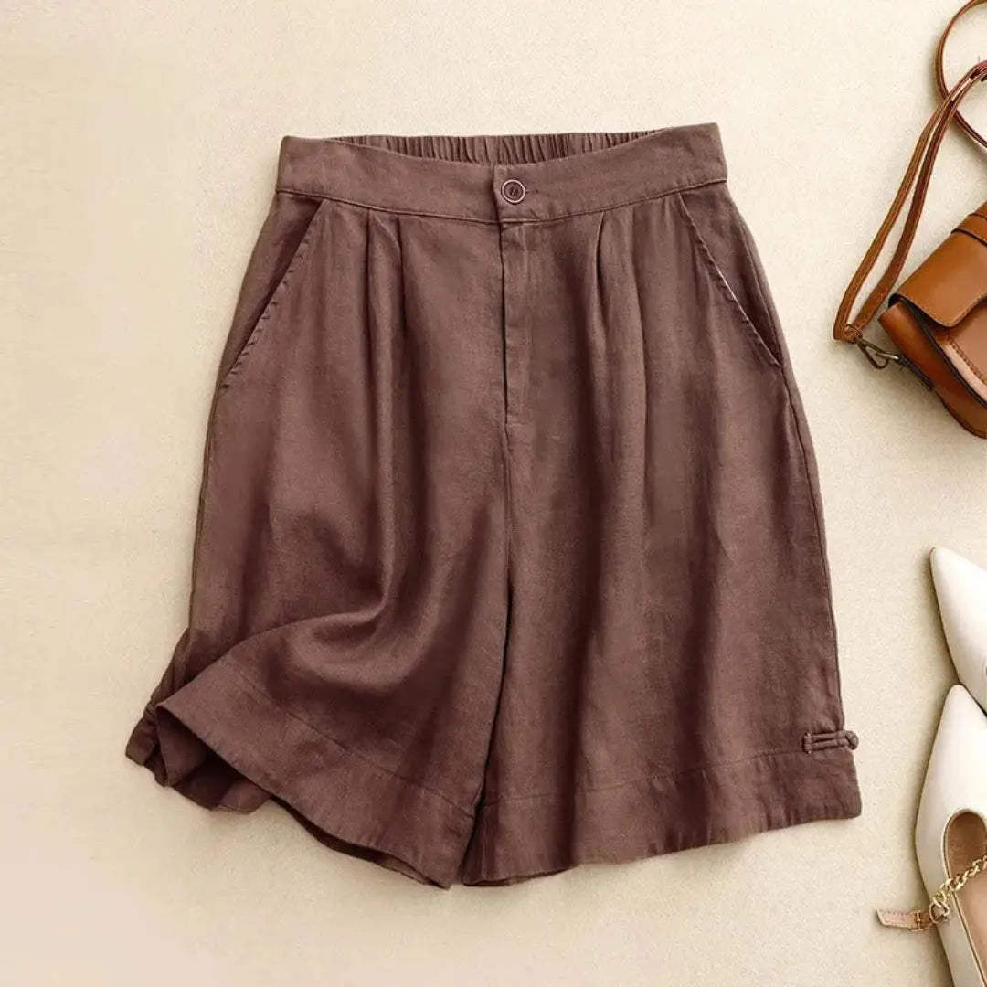 Tessa High-Waisted Tailored Linen Shorts Artisio