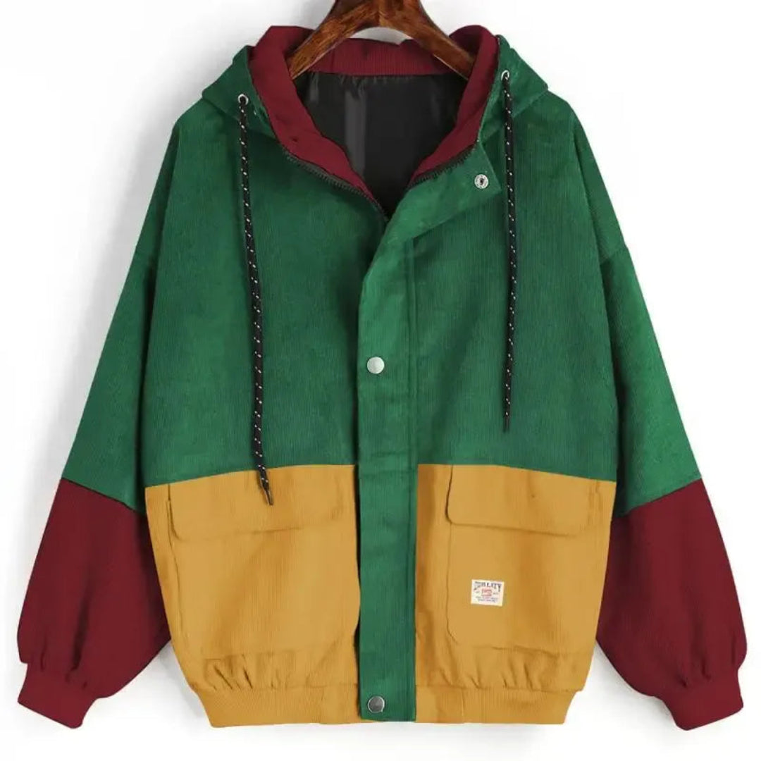 Tri-Color Corduroy Patchwork Jacket Artisio