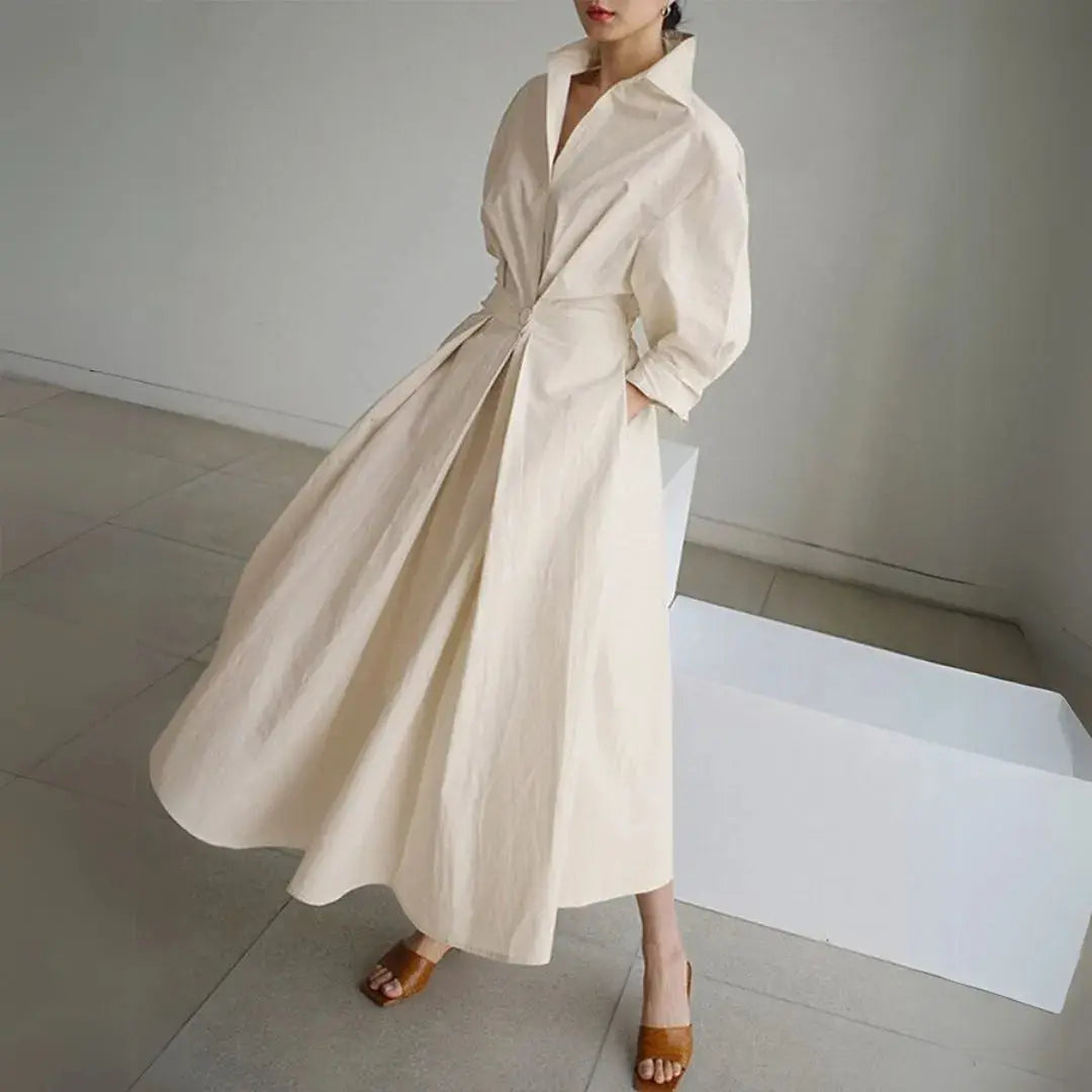 Valencia Long Sleeves Cinched Shirt Dress Artisio