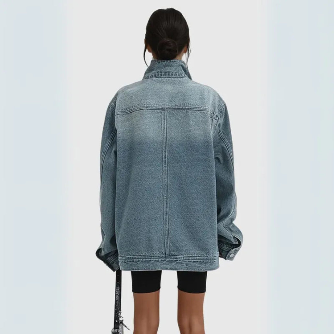 Vanna Asymmetrical Denim Jacket Artisio