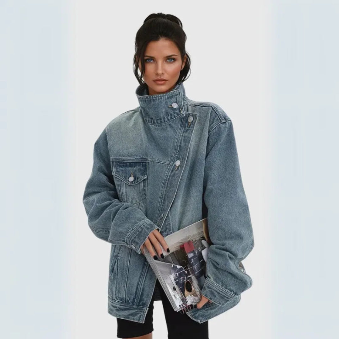 Vanna Asymmetrical Denim Jacket Artisio