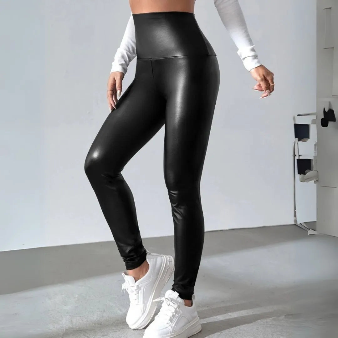 Violet Fleece-Lined Leather Leggings Artisio