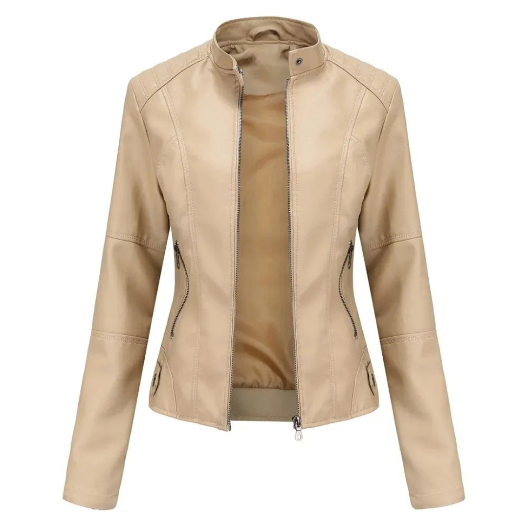 Winona Mandarin Collar Leather Jacket Artisio