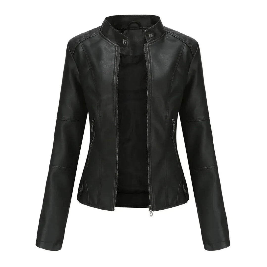 Winona Mandarin Collar Leather Jacket Artisio