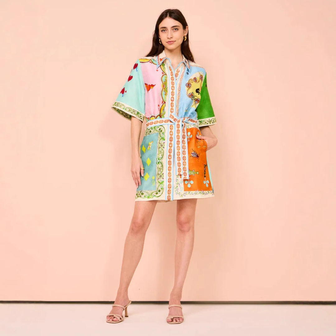 Women Colorblock Shirt Dress Artisio