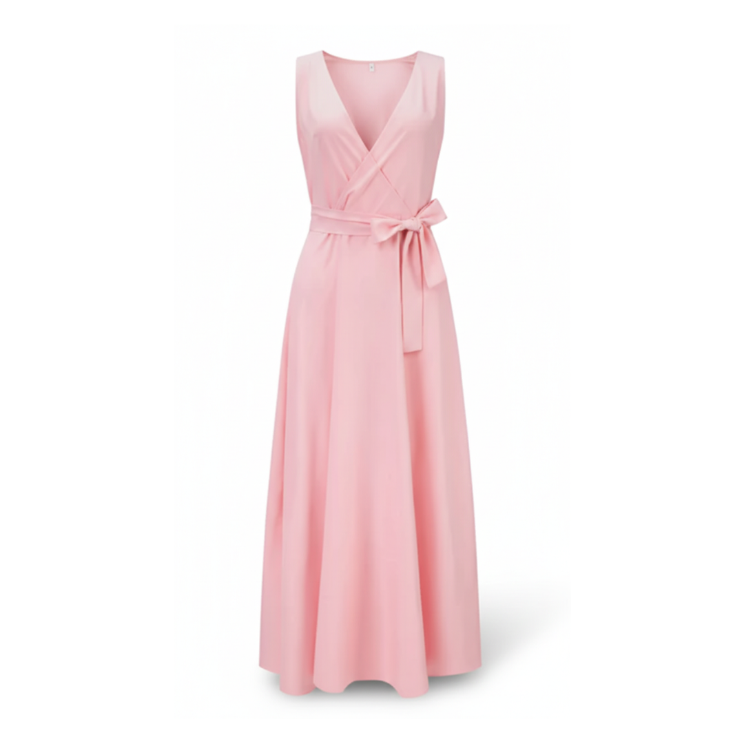 Women Feminine Tie Waist Maxi Dress Artisio